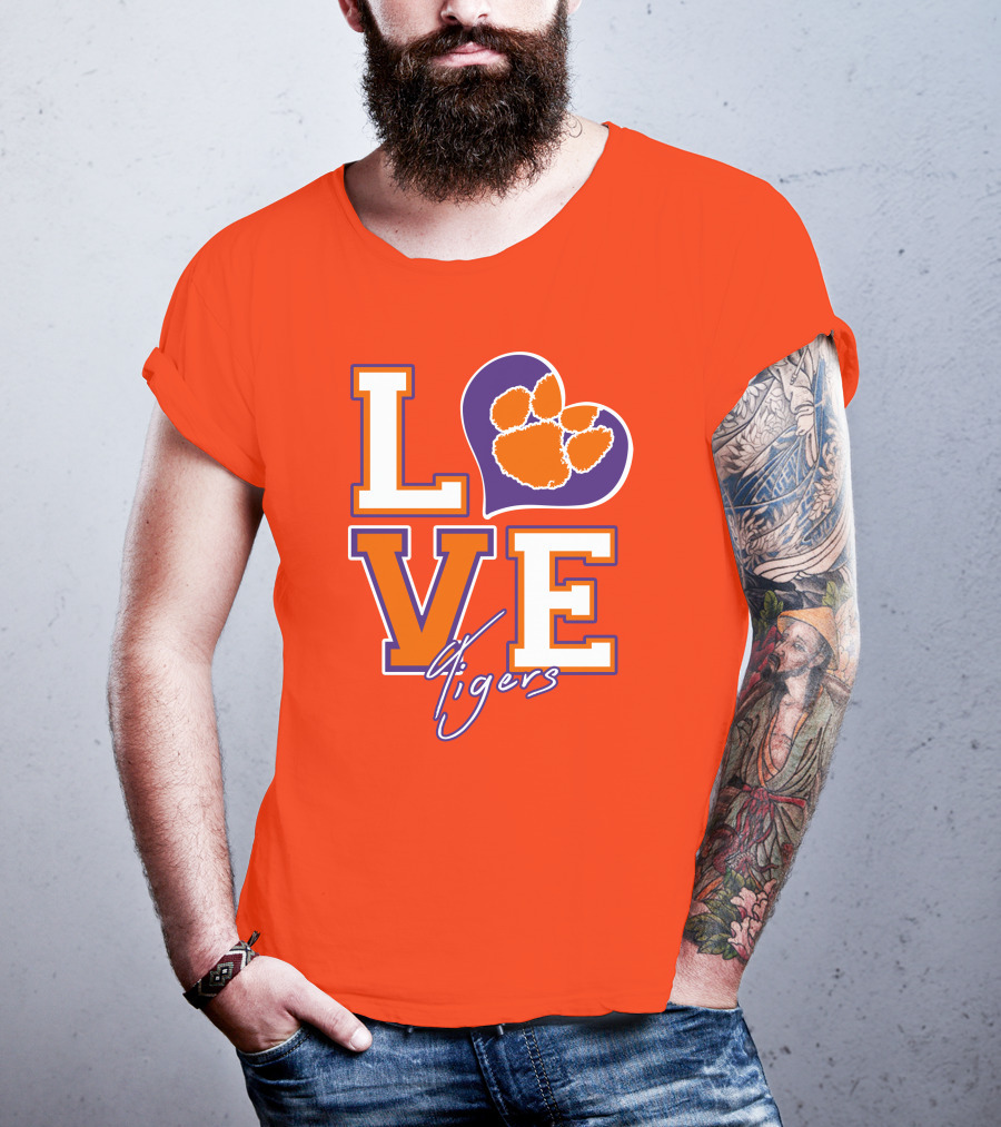 LOVE Heart Tigers Clemson T-Shirt