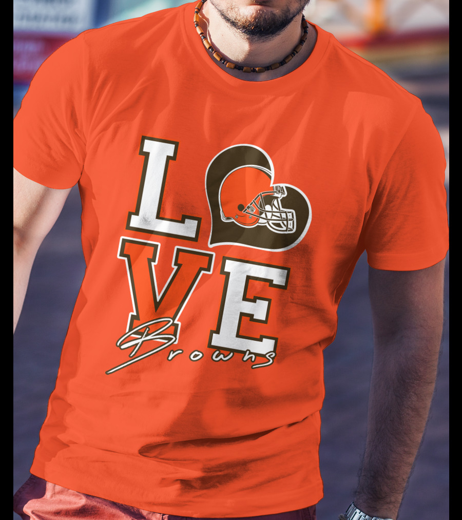 LOVE Browns Football Helmet Heart T-Shirt