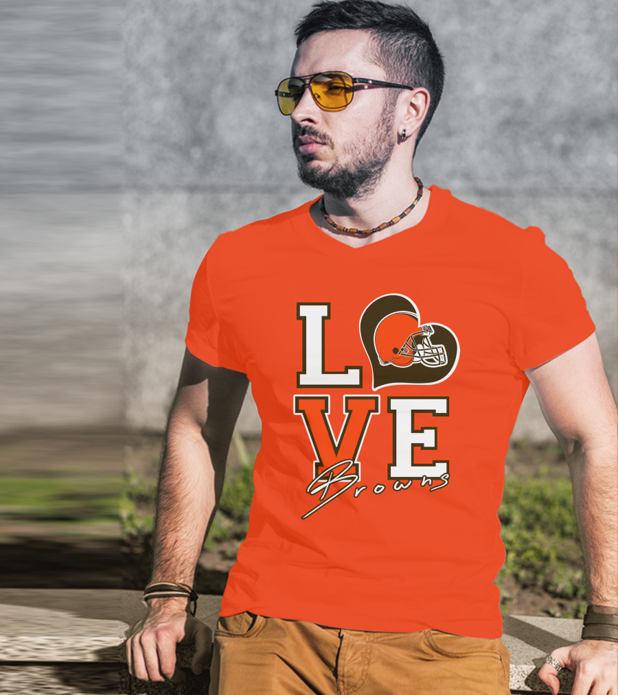 LOVE Browns Football Helmet Heart T-Shirt
