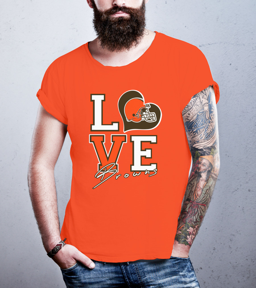 LOVE Browns Football Helmet Heart T-Shirt