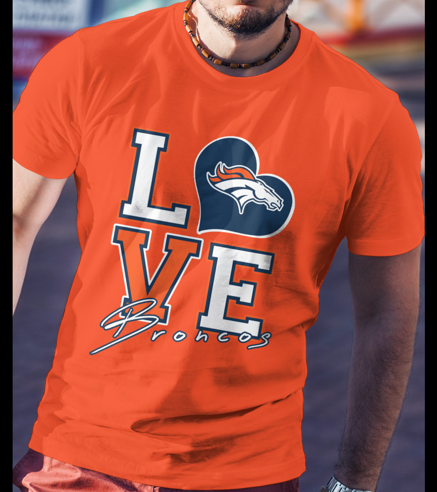 Love Broncos Denver Broncos Heart T-Shirt
