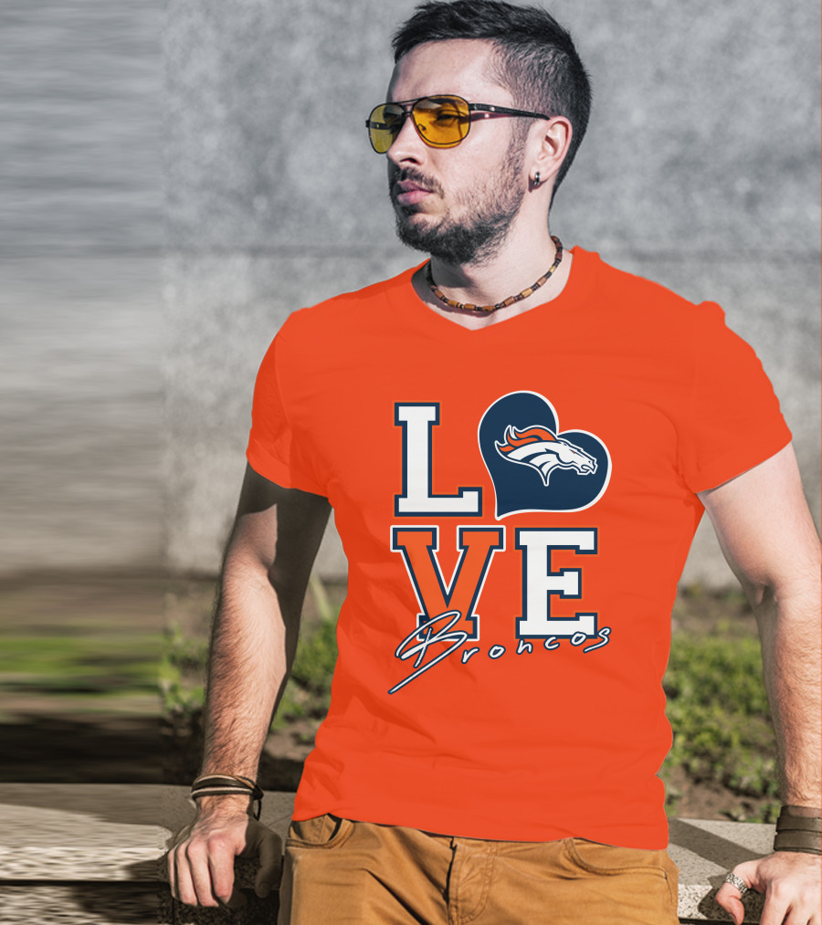 Love Broncos Denver Broncos Heart T-Shirt