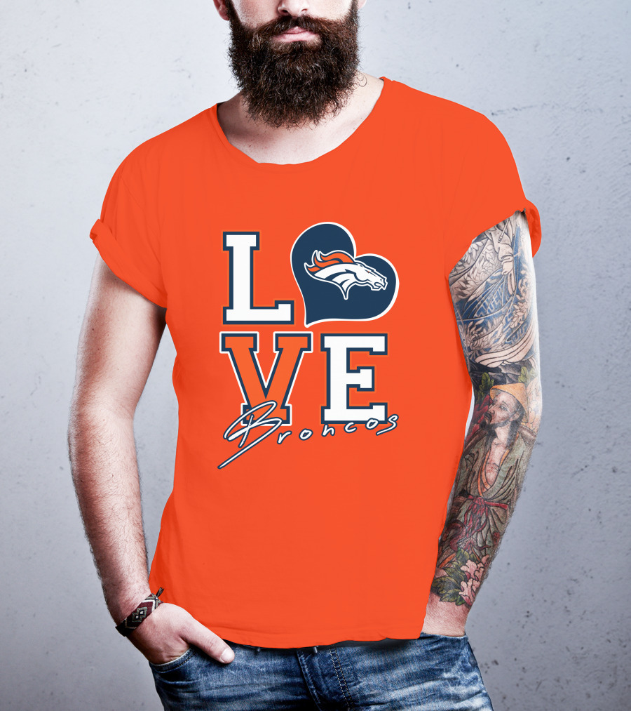 Love Broncos Denver Broncos Heart T-Shirt
