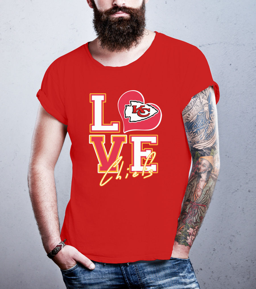 LOVE Chiefs KC Arrowhead Heart T-Shirt