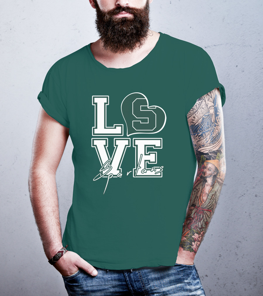 Love Spartans Michigan State Heart T-Shirt