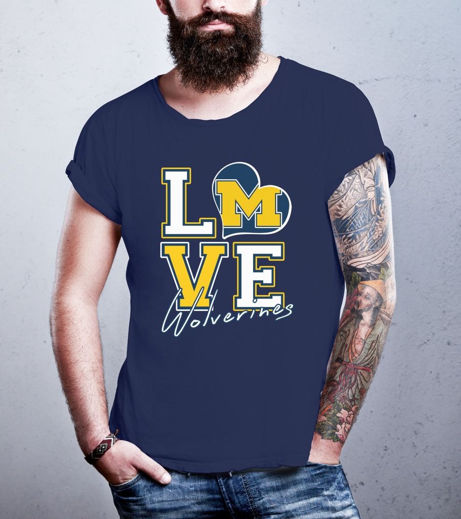 Love Michigan Wolverines Heart T-Shirt