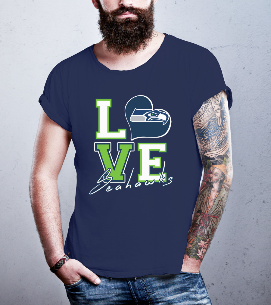 LOVE Seattle Seahawks Heart T-Shirt