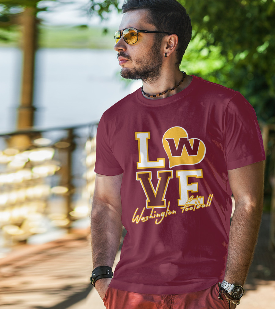 Washington Football Love W Heart T-Shirt