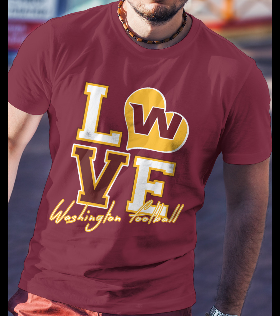 Washington Football Love W Heart T-Shirt