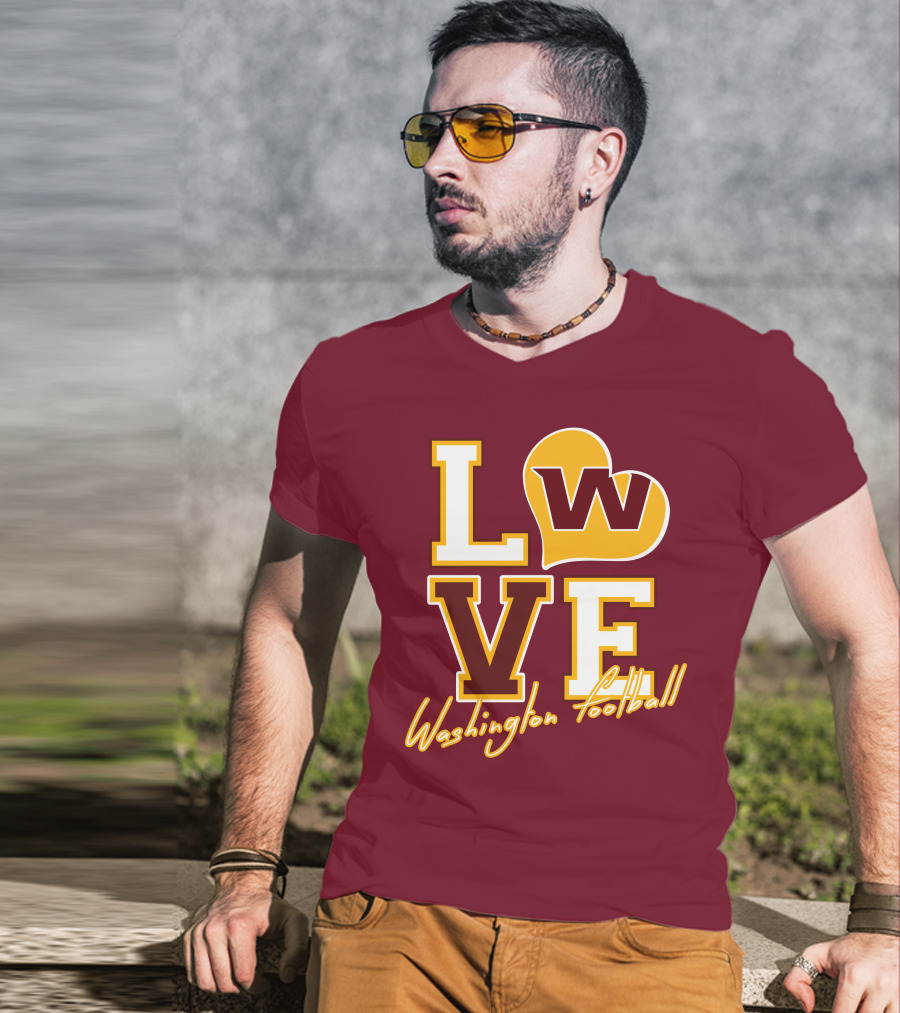 Washington Football Love W Heart T-Shirt