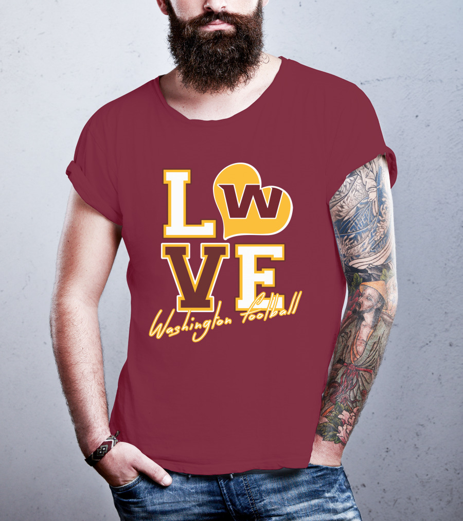Washington Football Love W Heart T-Shirt