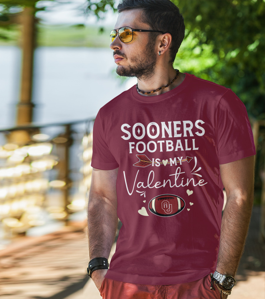 Sooners Football Is My Valentine OU Football Red Arrow And Hearts T-Shirt