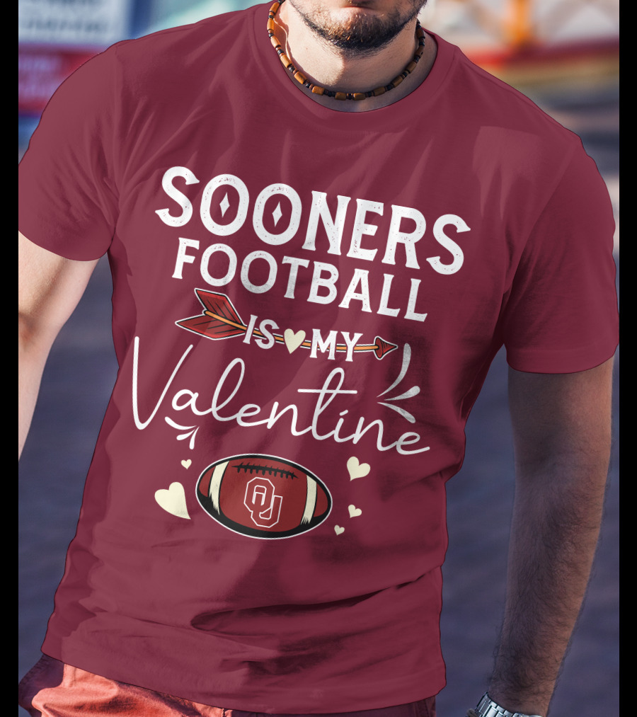 Sooners Football Is My Valentine OU Football Red Arrow And Hearts T-Shirt