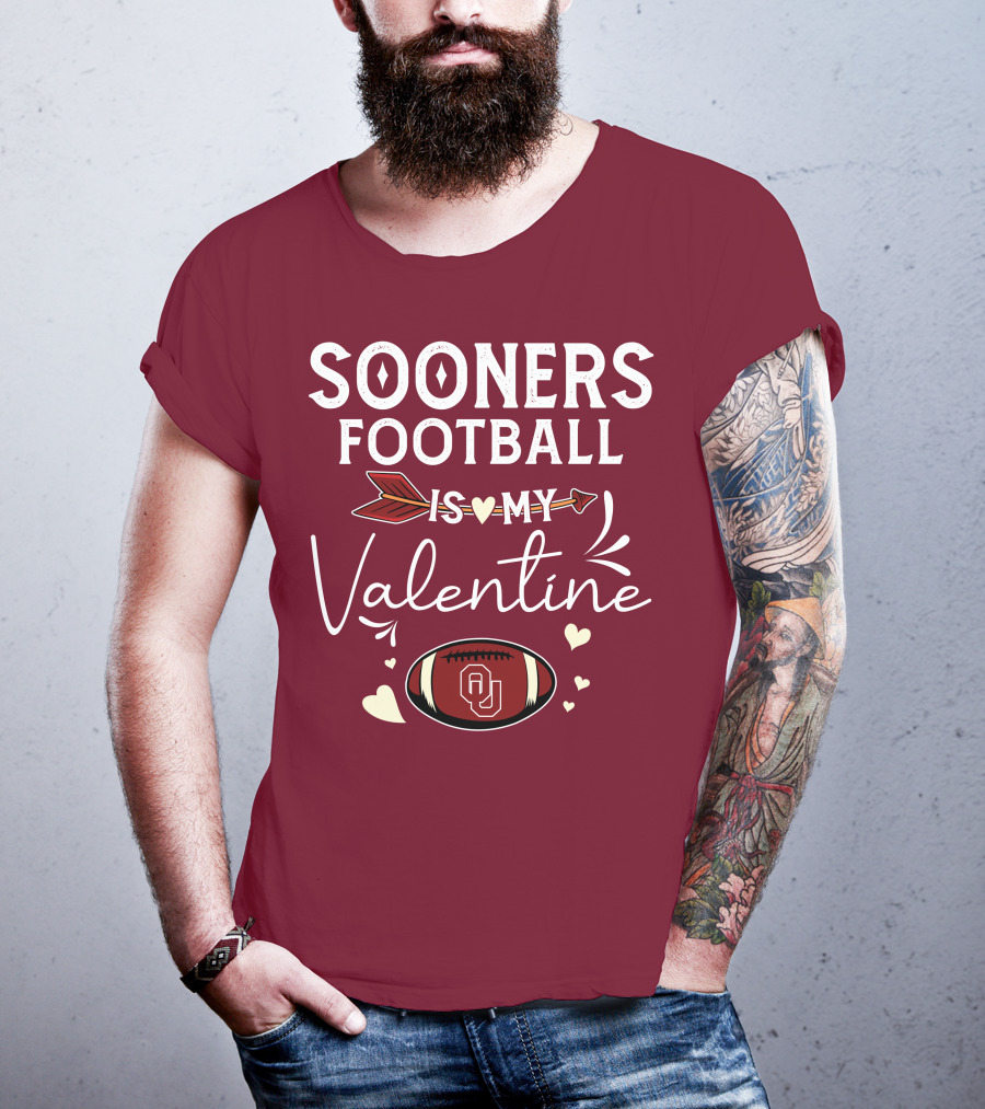 Sooners Football Is My Valentine OU Football Red Arrow And Hearts T-Shirt