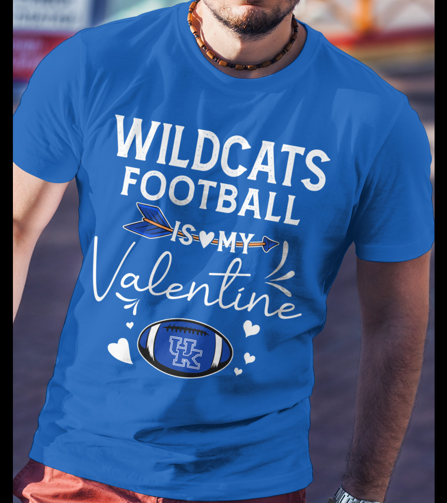 Wildcats Football Is My Valentine UK Football Heart Arrow T-Shirt
