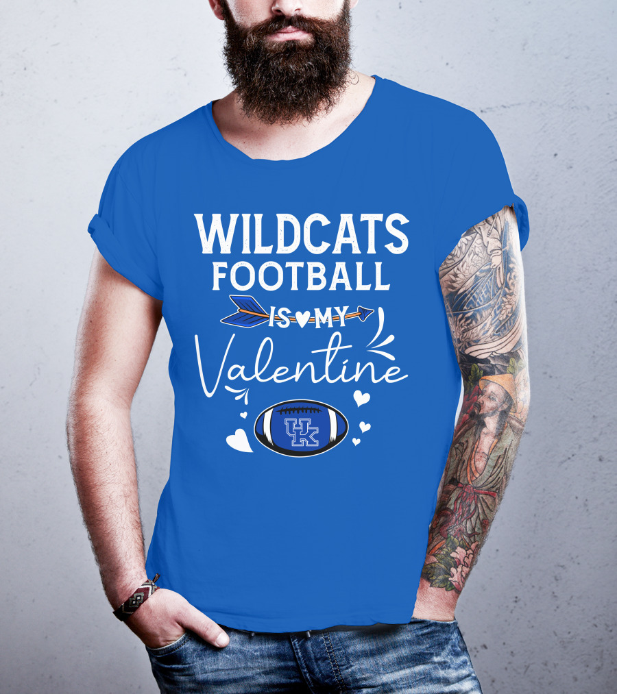 Wildcats Football Is My Valentine UK Football Heart Arrow T-Shirt