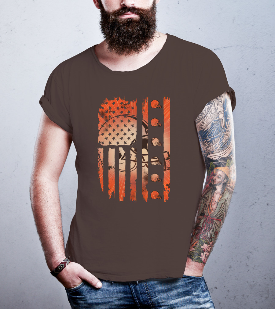 Cleveland Browns Helmet American Flag Edition T-Shirt