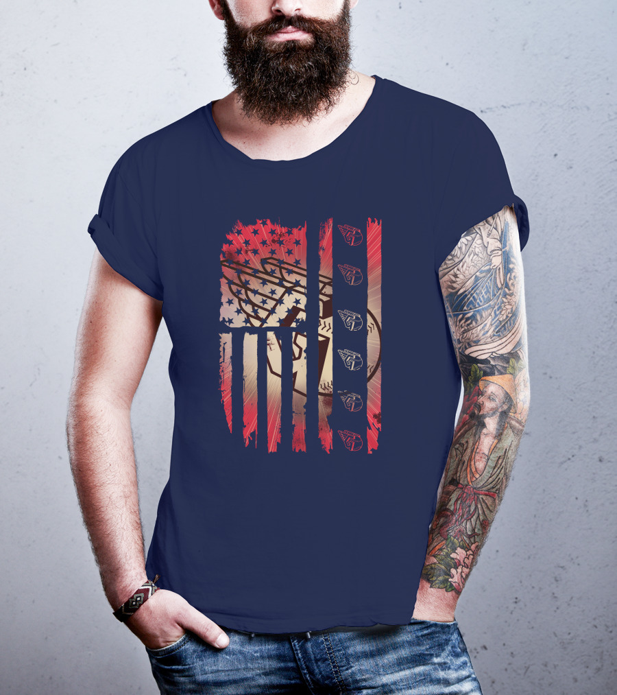 Cleveland Guardians American Flag Stripes Stars Baseball T-Shirt