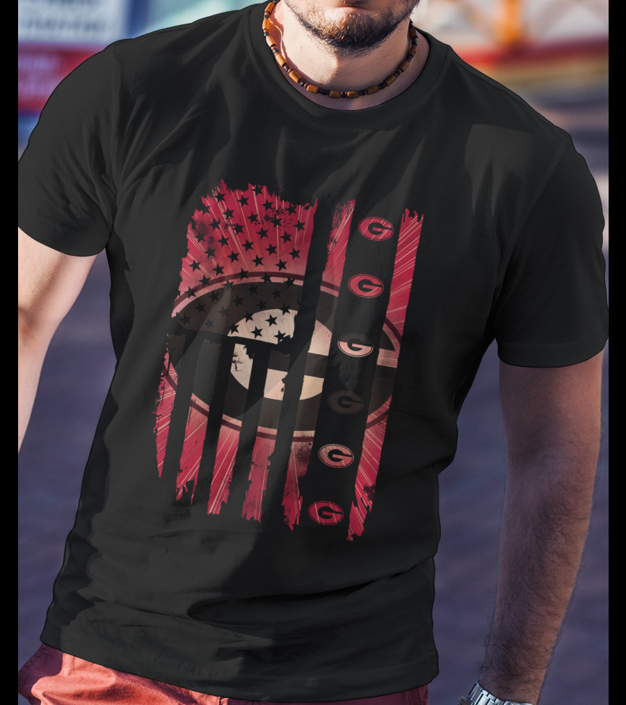 Georgia Bulldogs American Flag Distressed T-Shirt