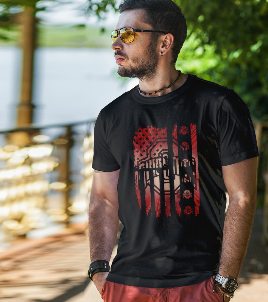 Ohio State Buckeyes American Flag Stars Stripes T-Shirt