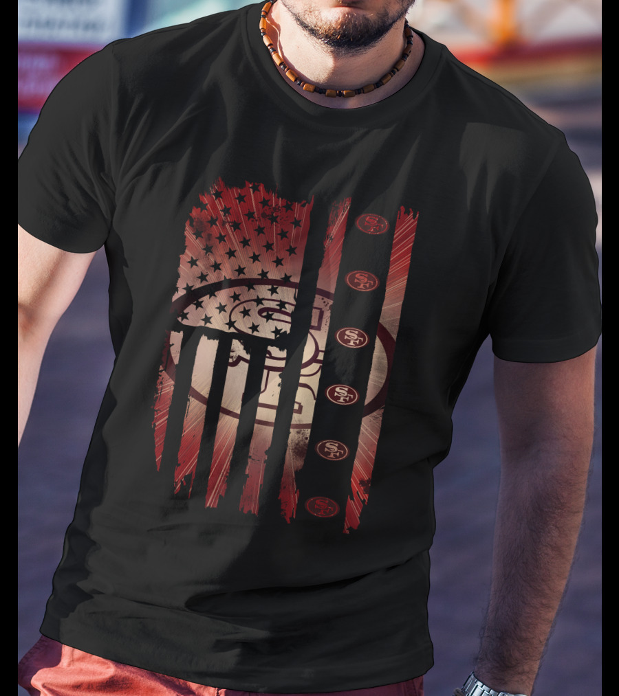 San Francisco 49ers American Flag Fan Gear T-Shirt