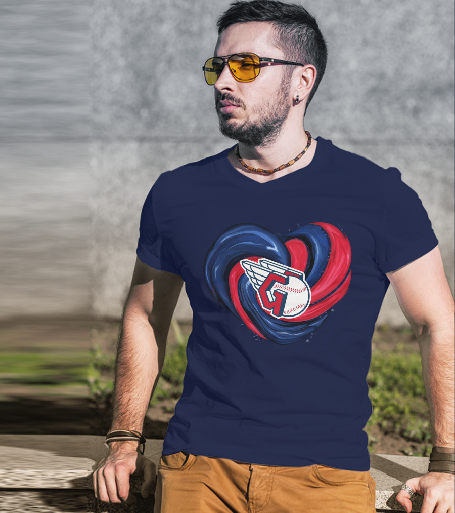 Cleveland Guardians Heart Tornado Baseball T-Shirt