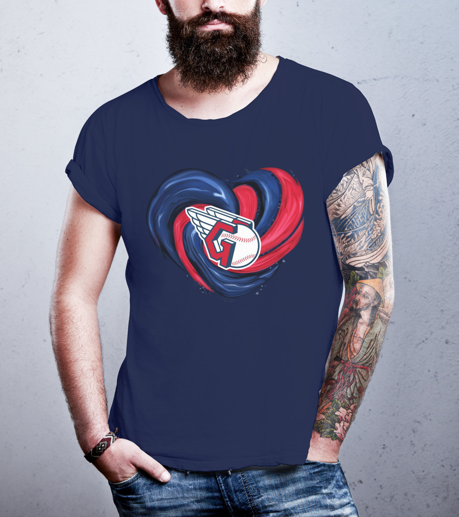 Cleveland Guardians Heart Tornado Baseball T-Shirt