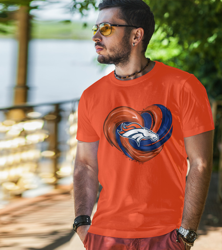 Denver Broncos Heart Logo Swirl T-Shirt