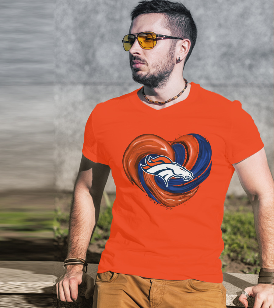 Denver Broncos Heart Logo Swirl T-Shirt