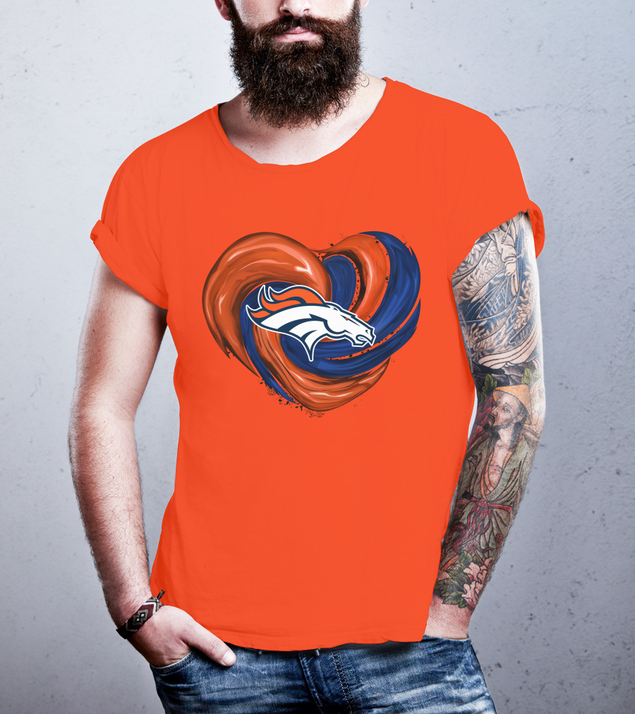 Denver Broncos Heart Logo Swirl T-Shirt