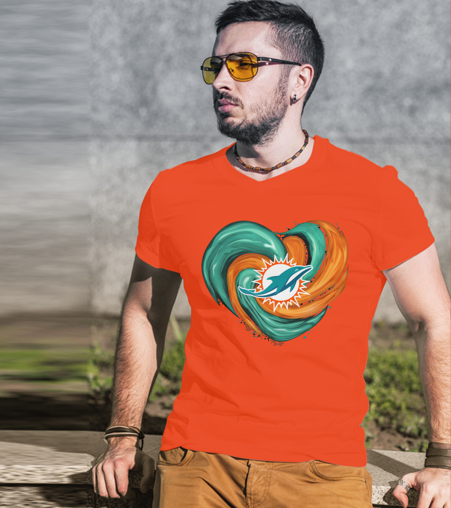 Miami Dolphins Heart Tornado Fan T-Shirt