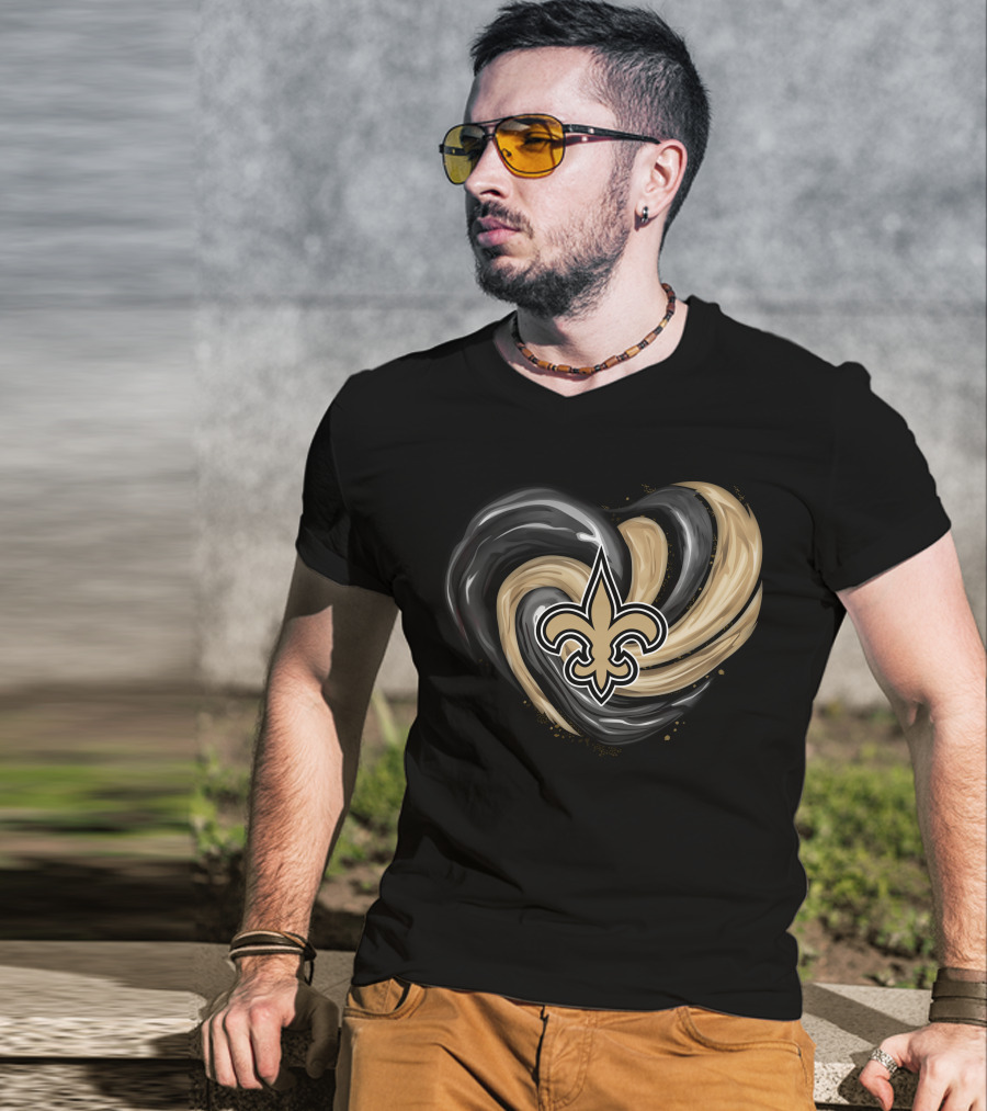 New Orleans Saints Fleur-de-Lis Tornado Heart T-Shirt