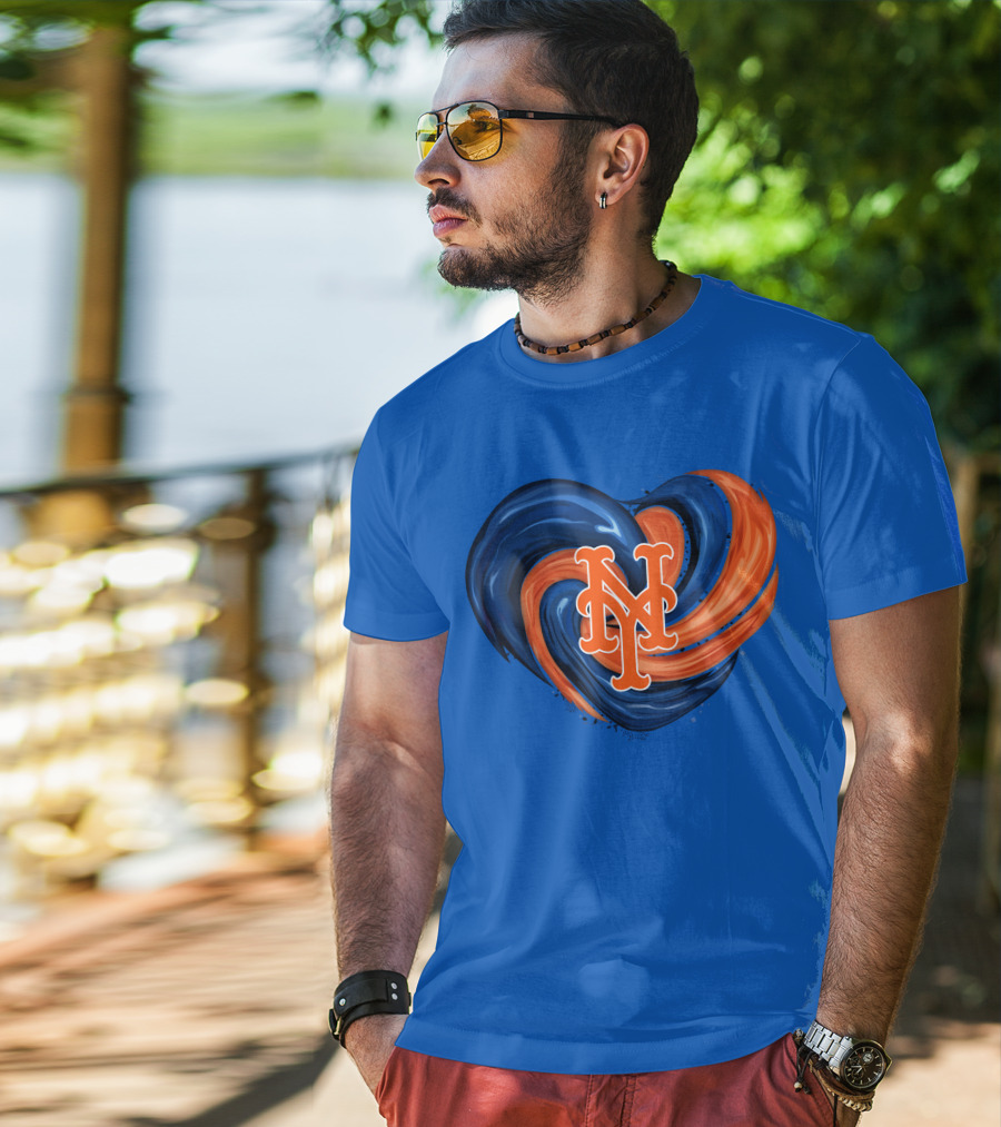 New York Mets Heart Swirl Icon Emblem T-Shirt