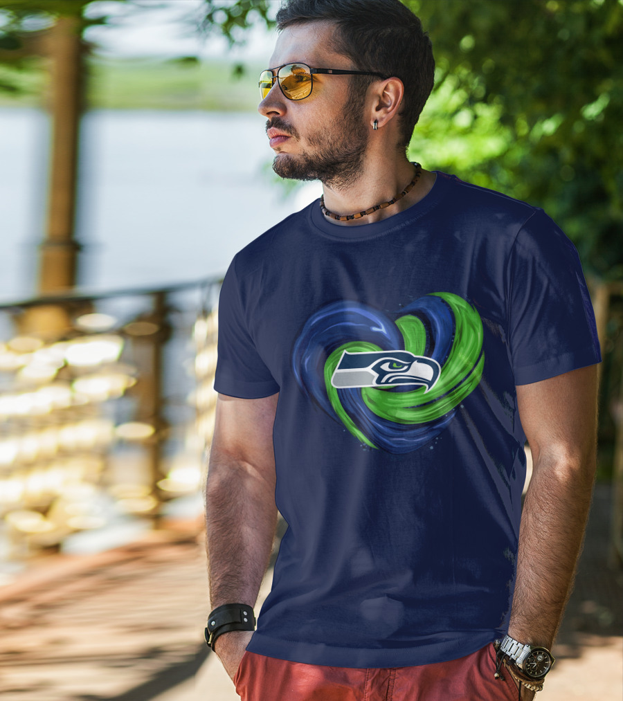 Seattle Seahawks Heart Logo Tornado T-Shirt