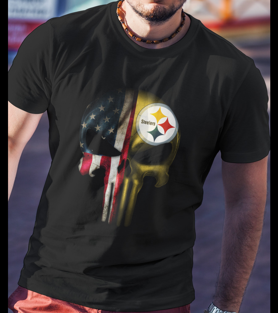 Punisher Skull American Flag Steelers T-Shirt