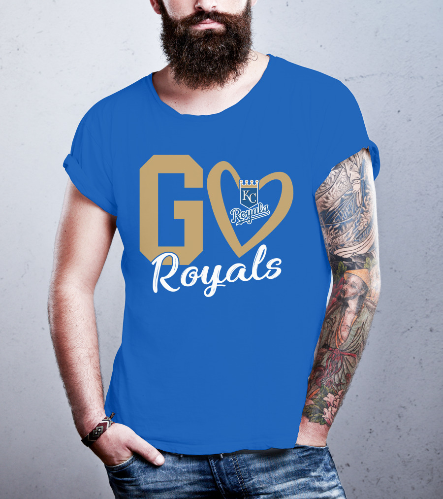 Go Royals KC Heart Crown Logo Royals T-Shirt