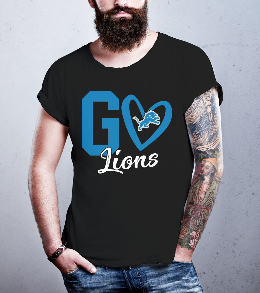 Go Lions Heart Detroit Lions T-Shirt