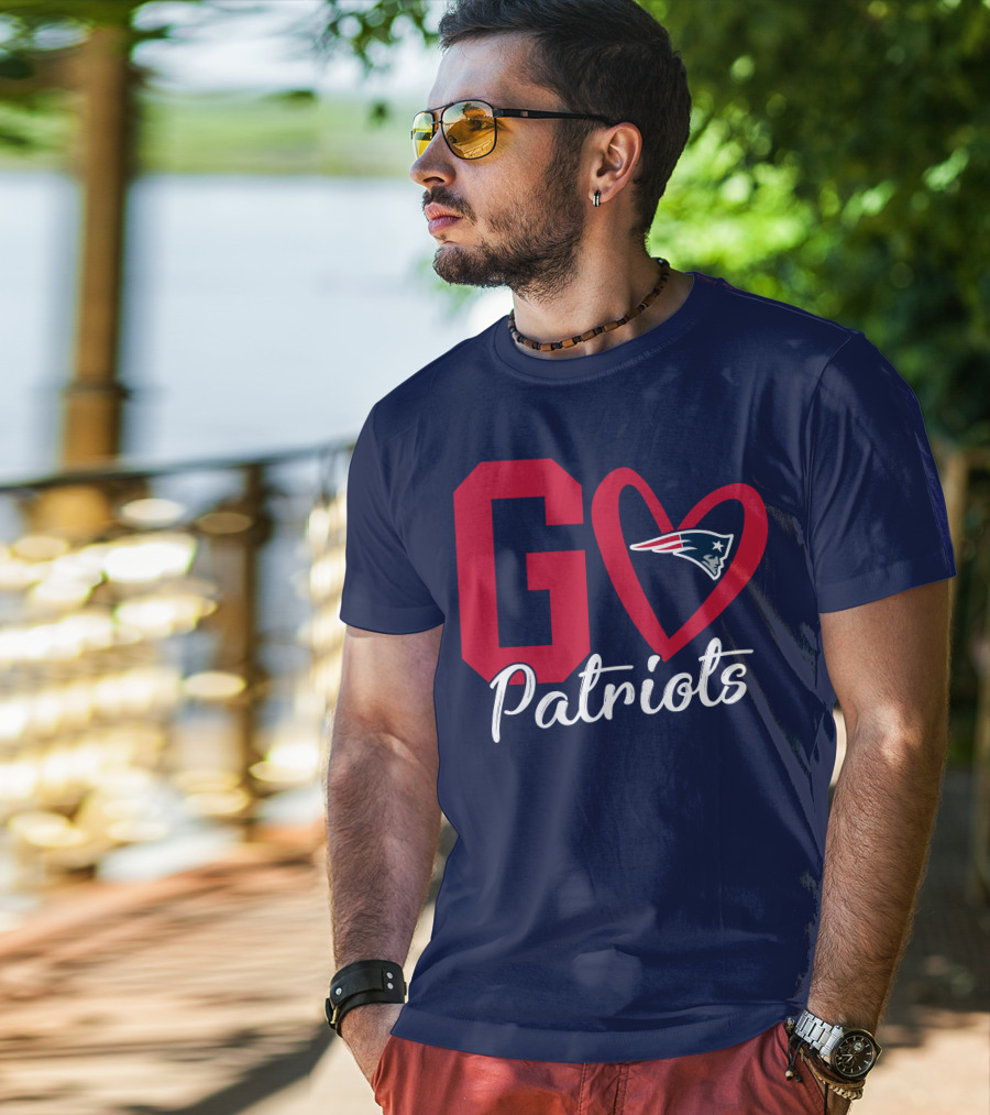 Go Patriots New England Patriots Logo Heart T-Shirt