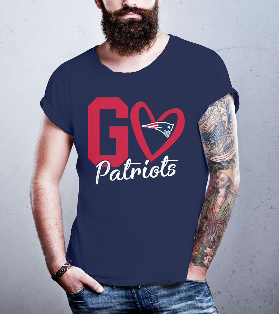 Go Patriots New England Patriots Logo Heart T-Shirt