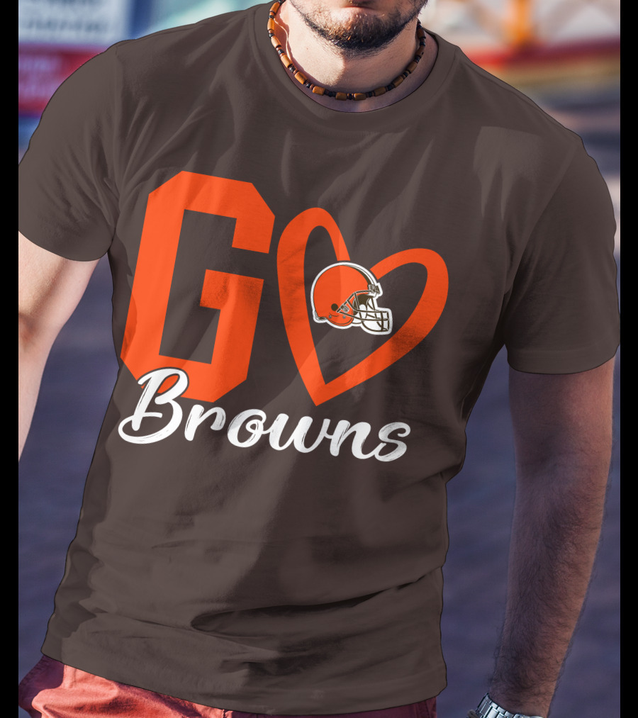 GO Heart Browns Football Helmet T-Shirt