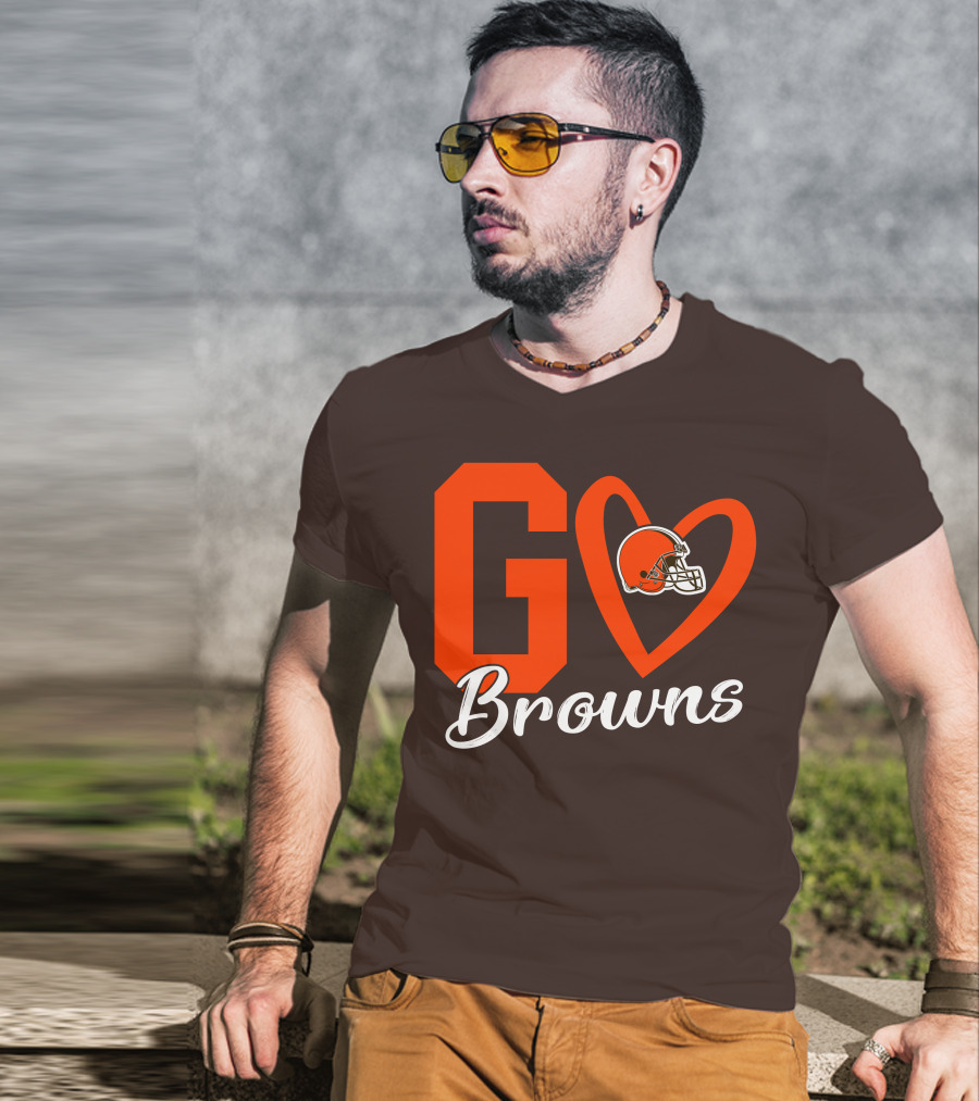 GO Heart Browns Football Helmet T-Shirt