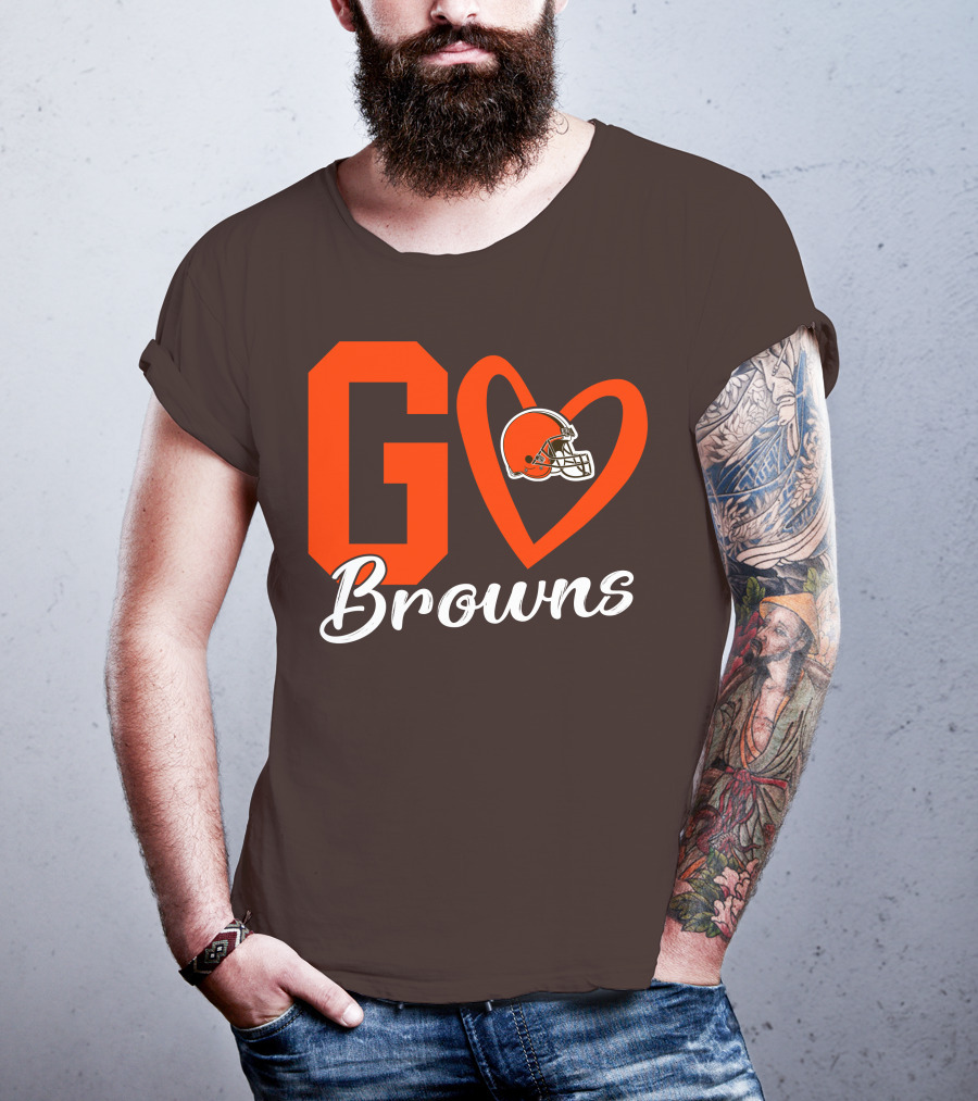 GO Heart Browns Football Helmet T-Shirt