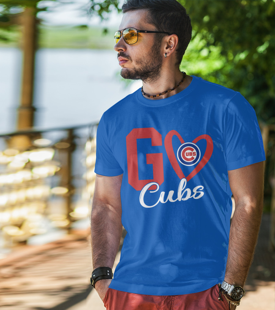 Go Cubs Love Heart With Chicago Cubs T-Shirt