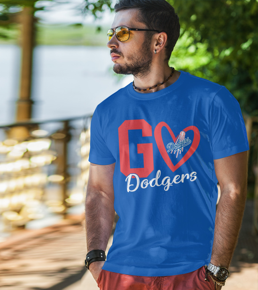 Go Dodgers Heart Logo Baseball Dodgers T-Shirt