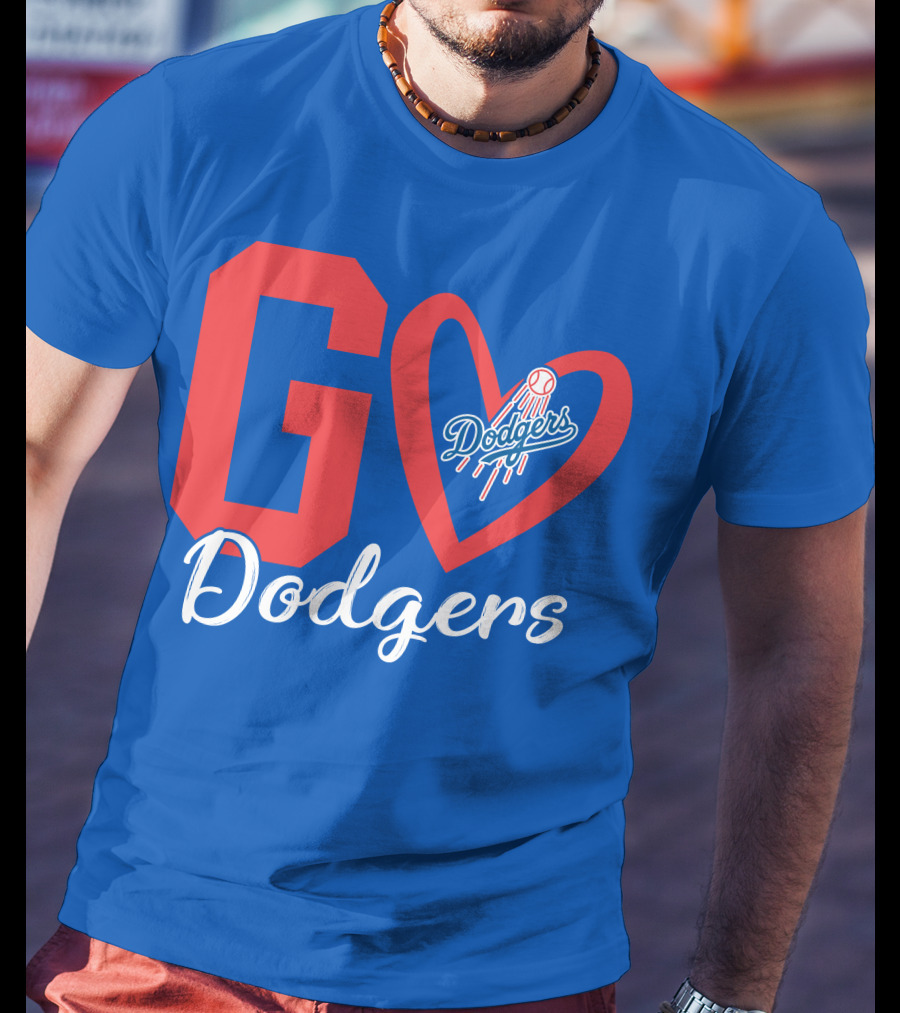 Go Dodgers Heart Logo Baseball Dodgers T-Shirt