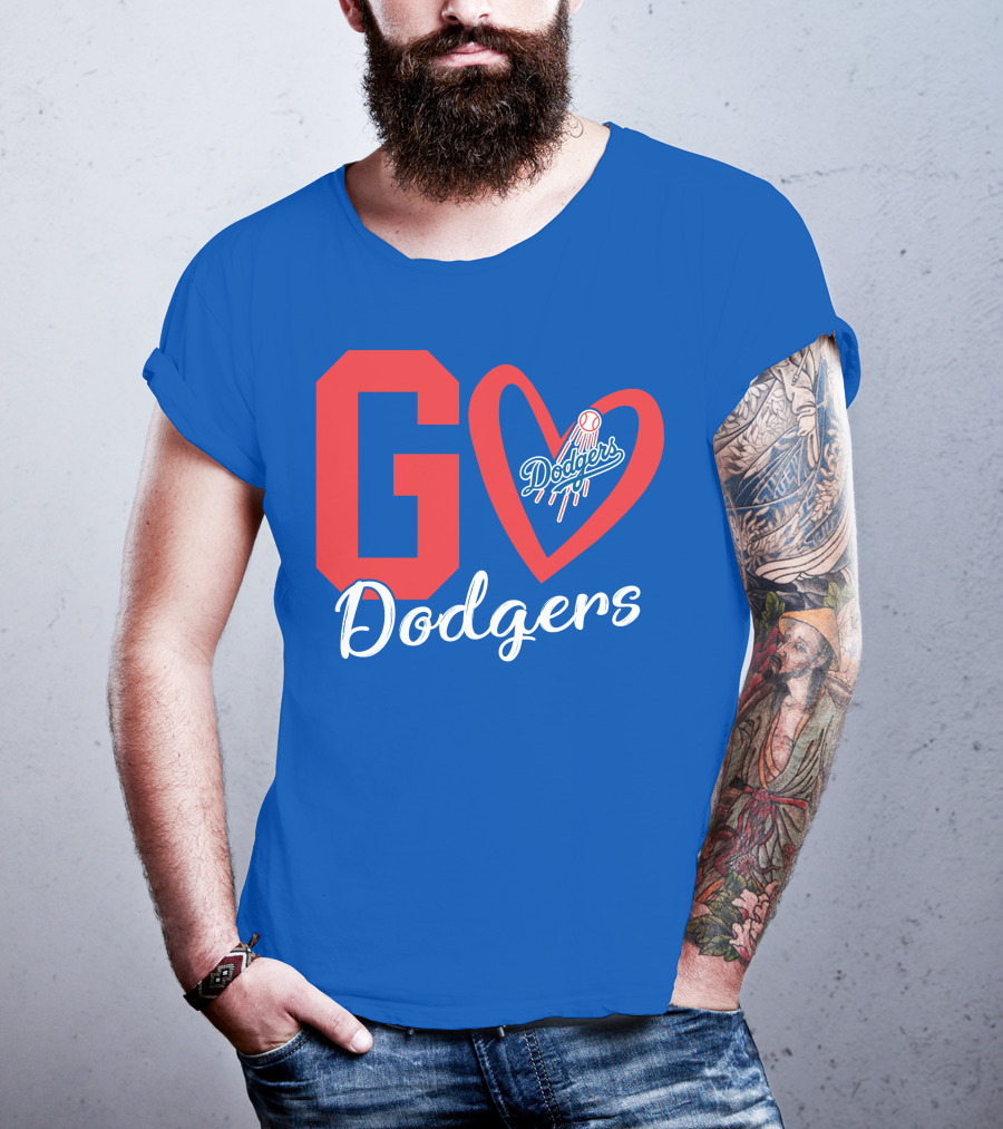 Go Dodgers Heart Logo Baseball Dodgers T-Shirt