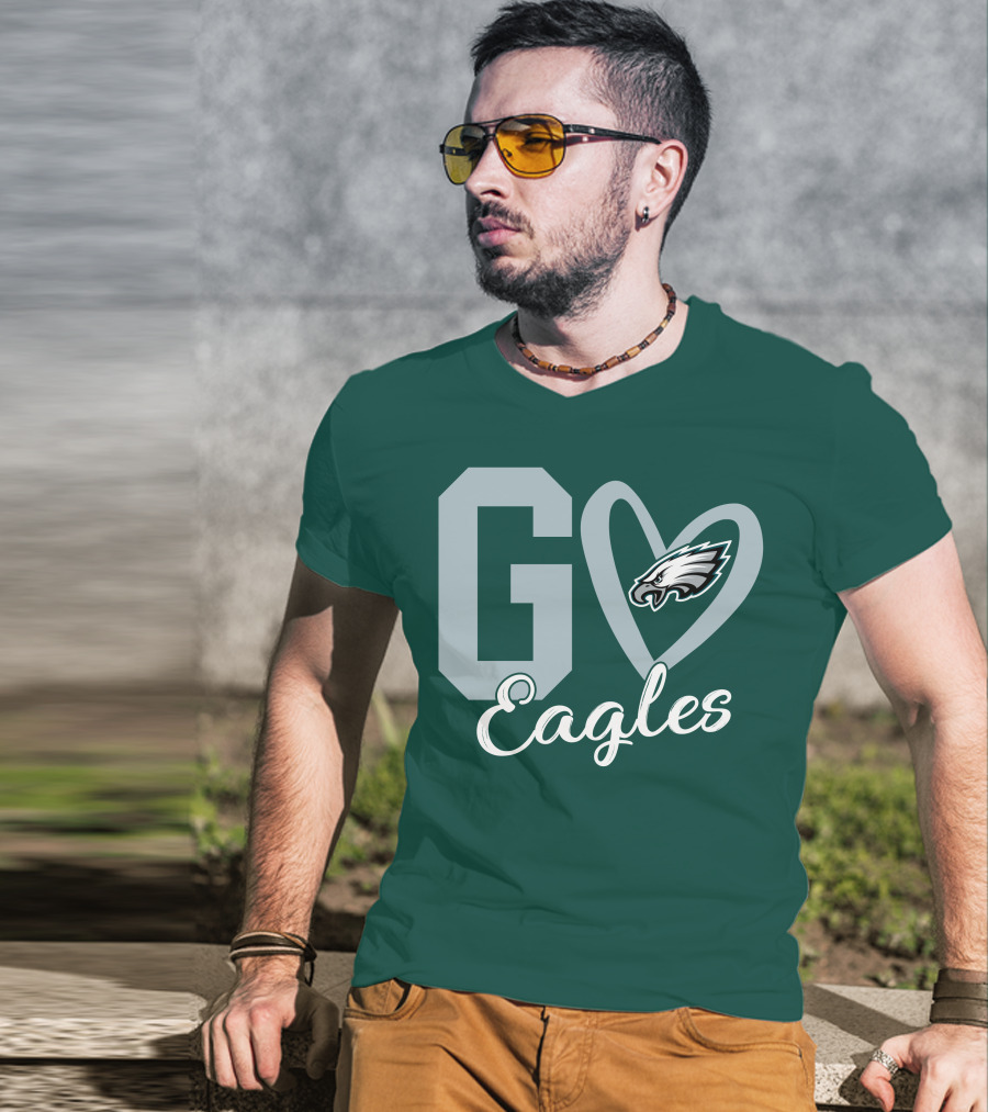 Go Eagles Philadelphia Eagles Logo Heart T-Shirt