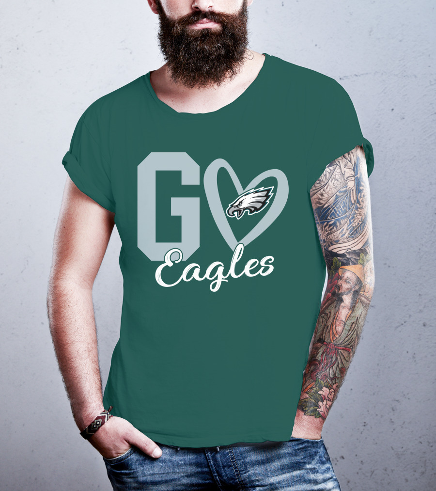 Go Eagles Philadelphia Eagles Logo Heart T-Shirt