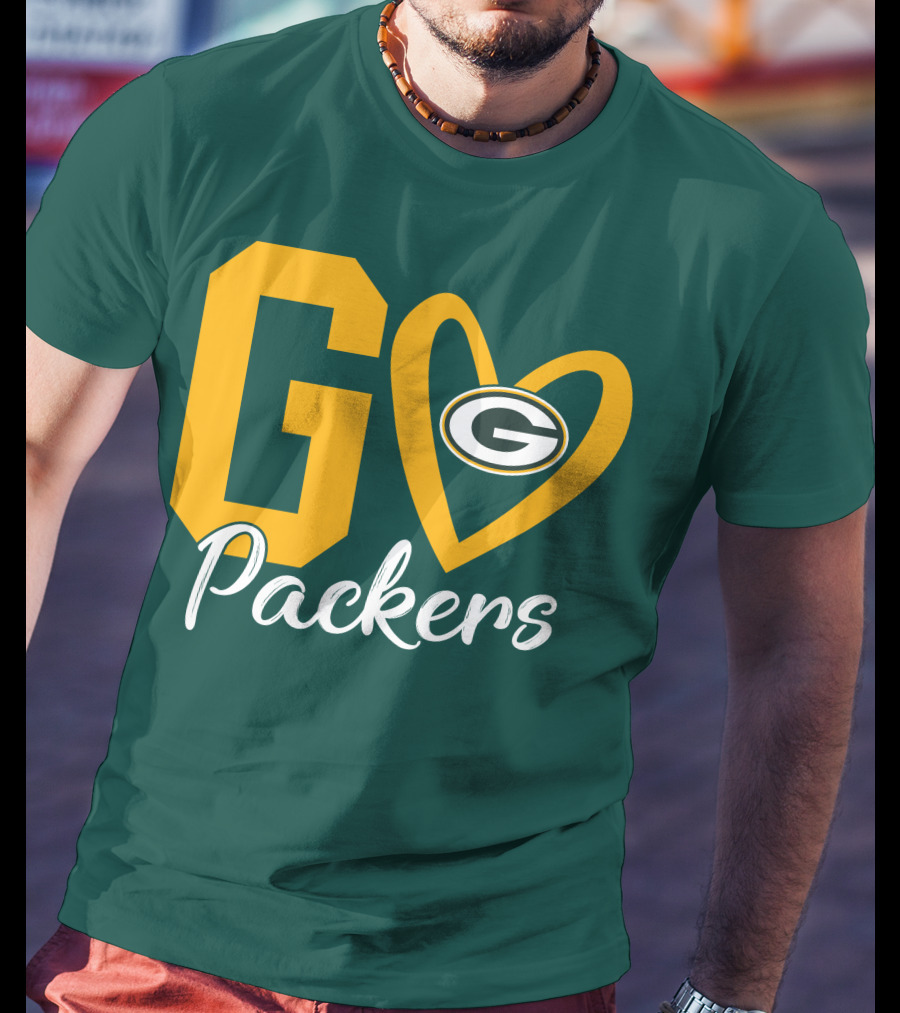 Go Packers Heart Logo Green Bay Enthusiasm T-Shirt
