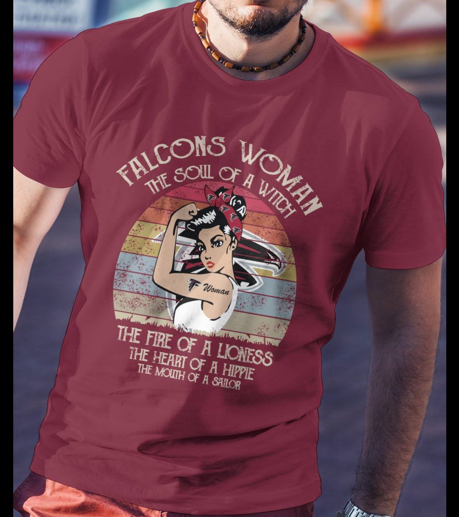 Falcons Woman The Soul Of A Witch The Fire Of A Lioness The Heart Of A Hippie The Mouth Of A Sailor T-Shirt